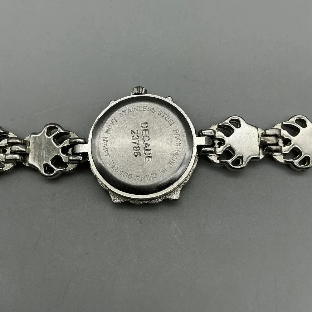 Decade 23785 Womens Dress Watch 23mm MOP Silver Tone Marcasite New Battery 7